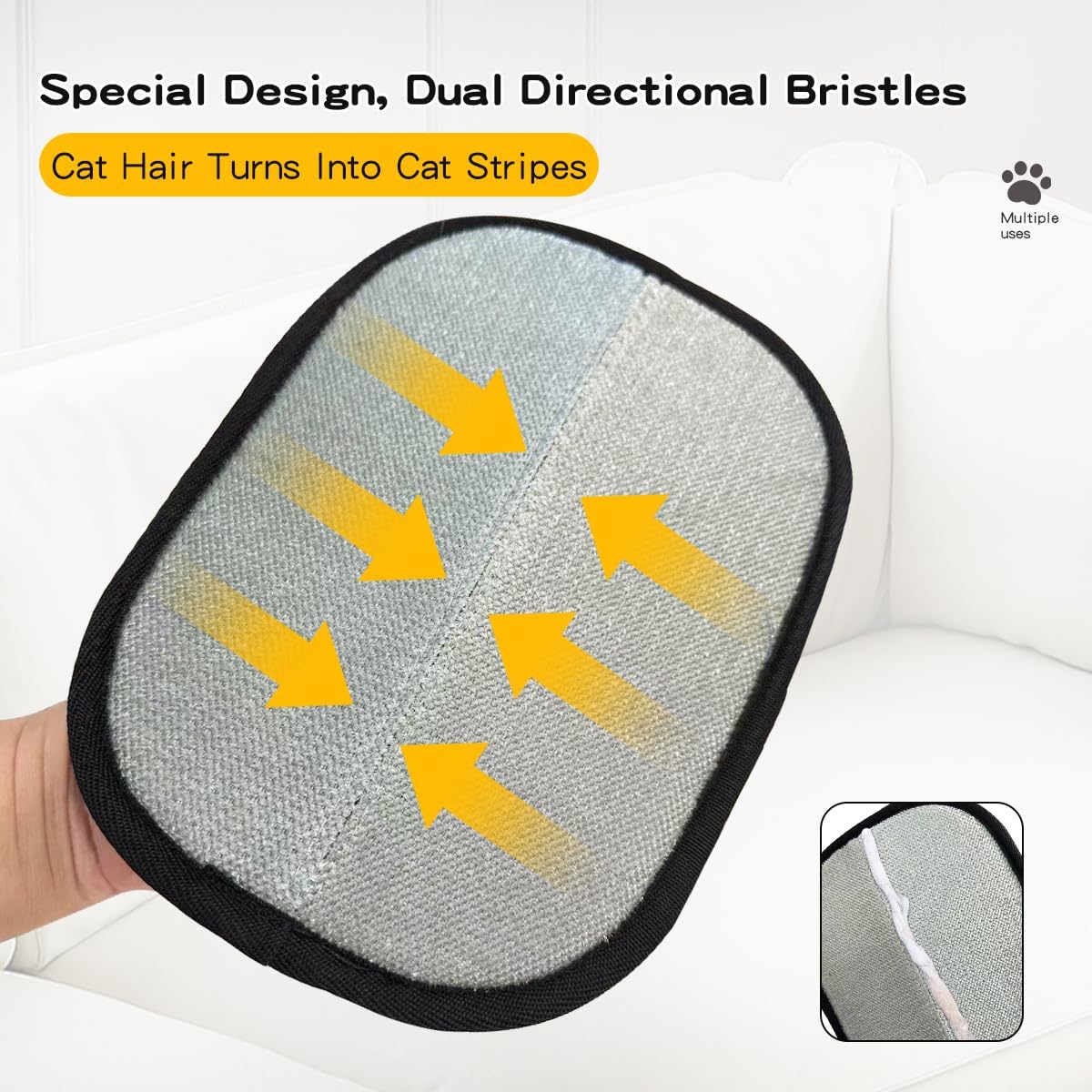 Electrostatic Pet Hair Removal Gloves: Quick Wiping - Reusable & Washable for Sofa Clothing Pet Beds Effortless Cats & Dogs Hair Remover for Busy Pet Owners (Black)