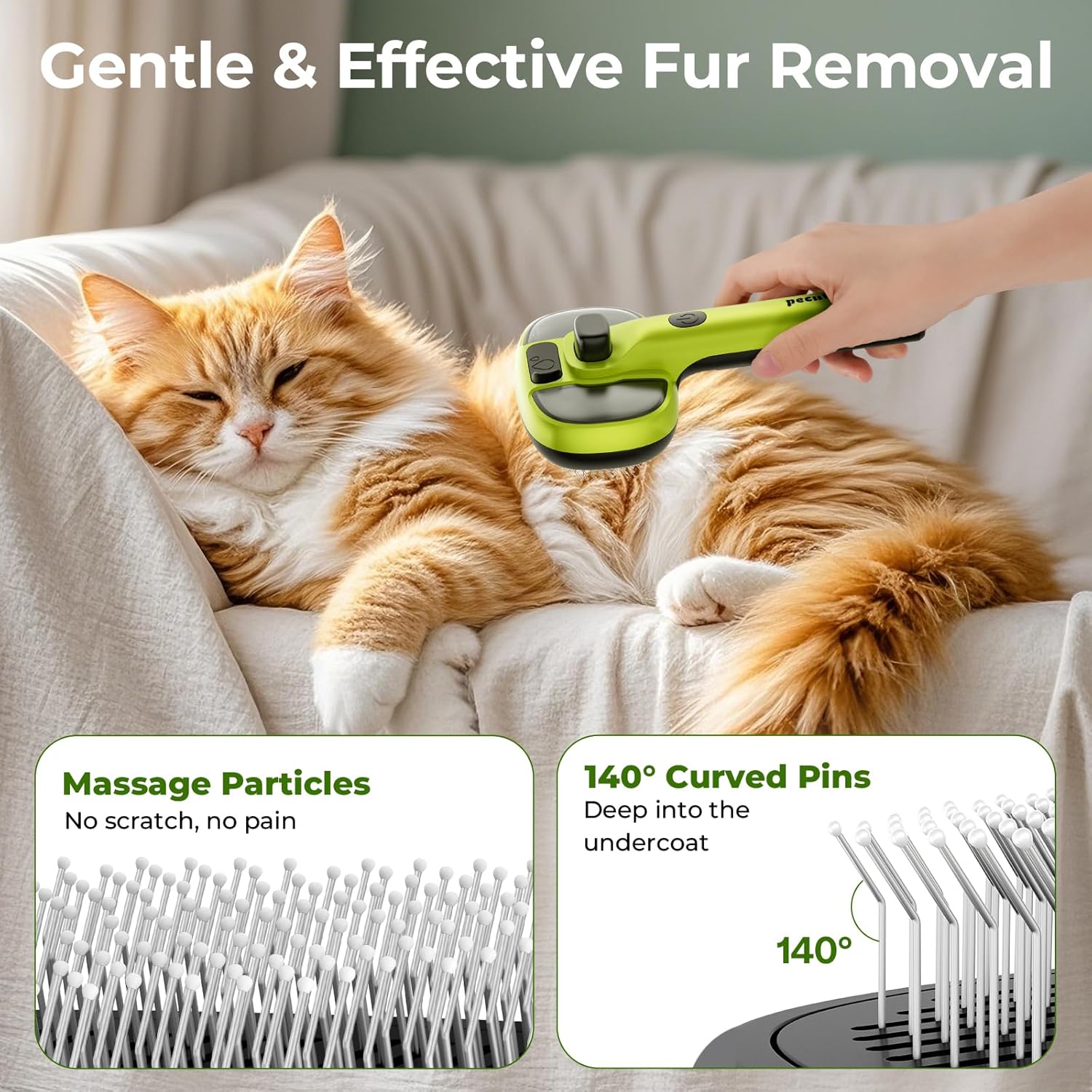 Cat Steam Brush, Self-Cleaning Steam Cat Brush with 2 Water Spray Modes, Large Capacity Tank, Steaming Renu Dog Brush for Shedding Massaging Grooming, Cool Mist Only