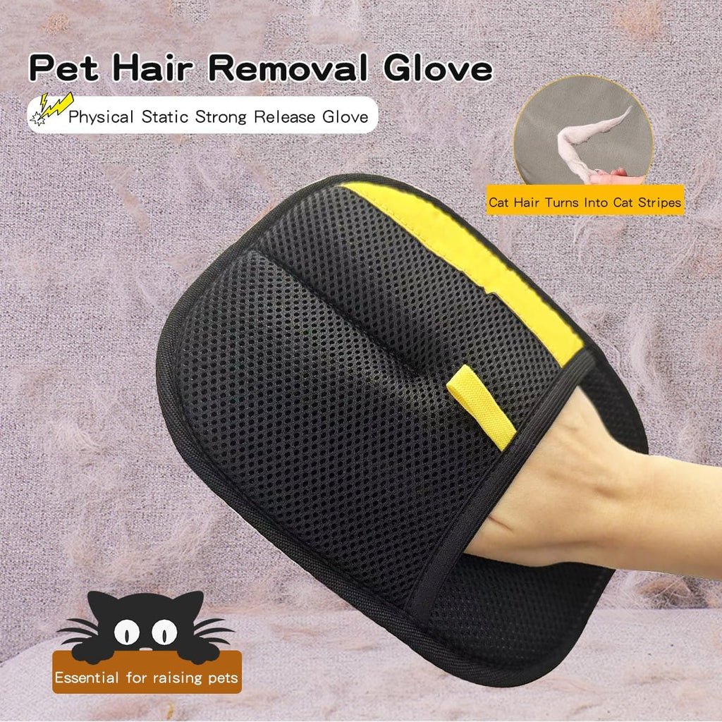 Electrostatic Pet Hair Removal Gloves: Quick Wiping - Reusable & Washable for Sofa Clothing Pet Beds Effortless Cats & Dogs Hair Remover for Busy Pet Owners (Black)