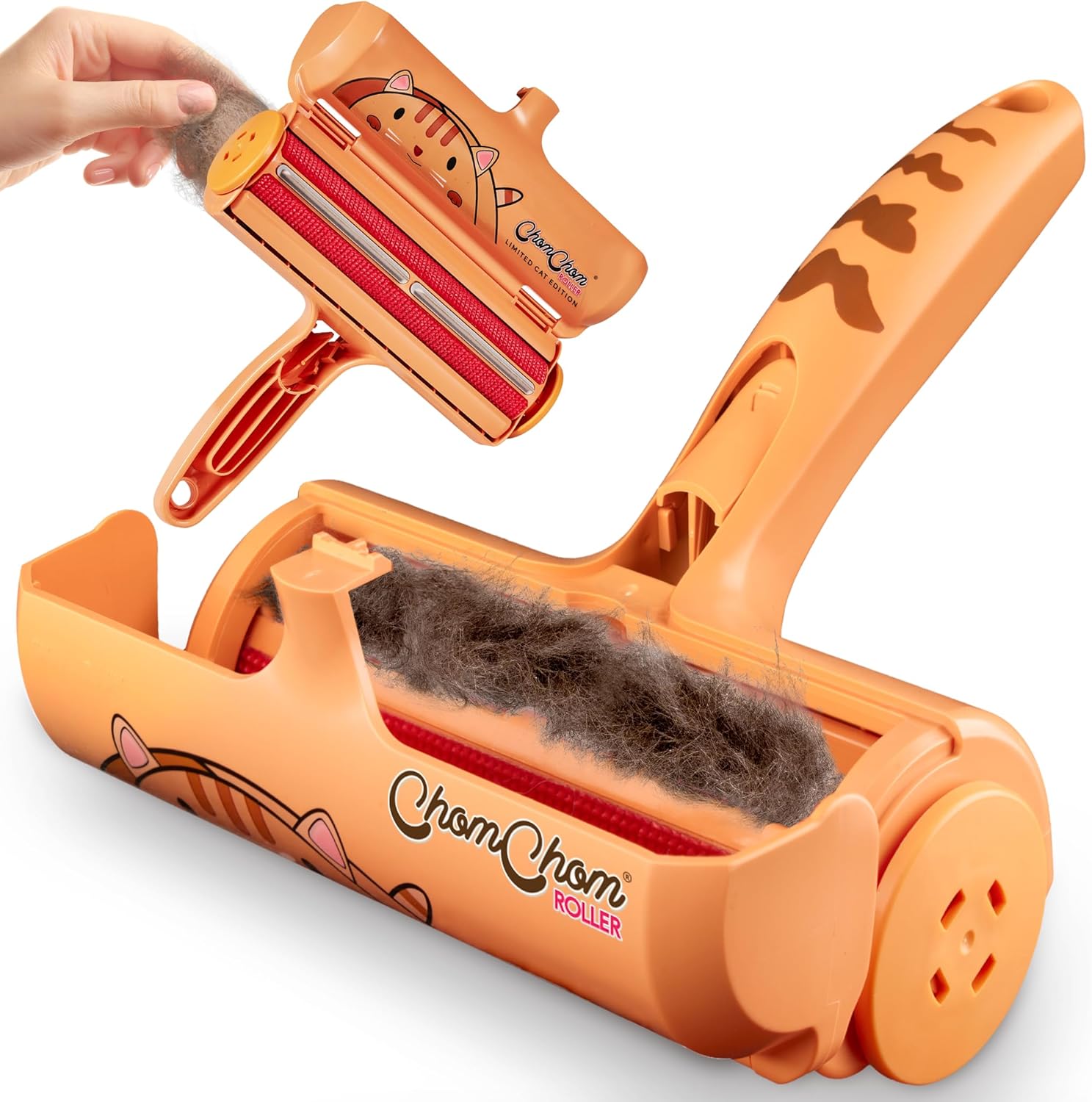 Pet Hair Remover and Reusable Lint Roller - Cat and Dog Hair Remover for Furniture, Couch, Carpet, Clothing and Bedding - Portable, Multi-Surface Fur Removal Tool (Black)