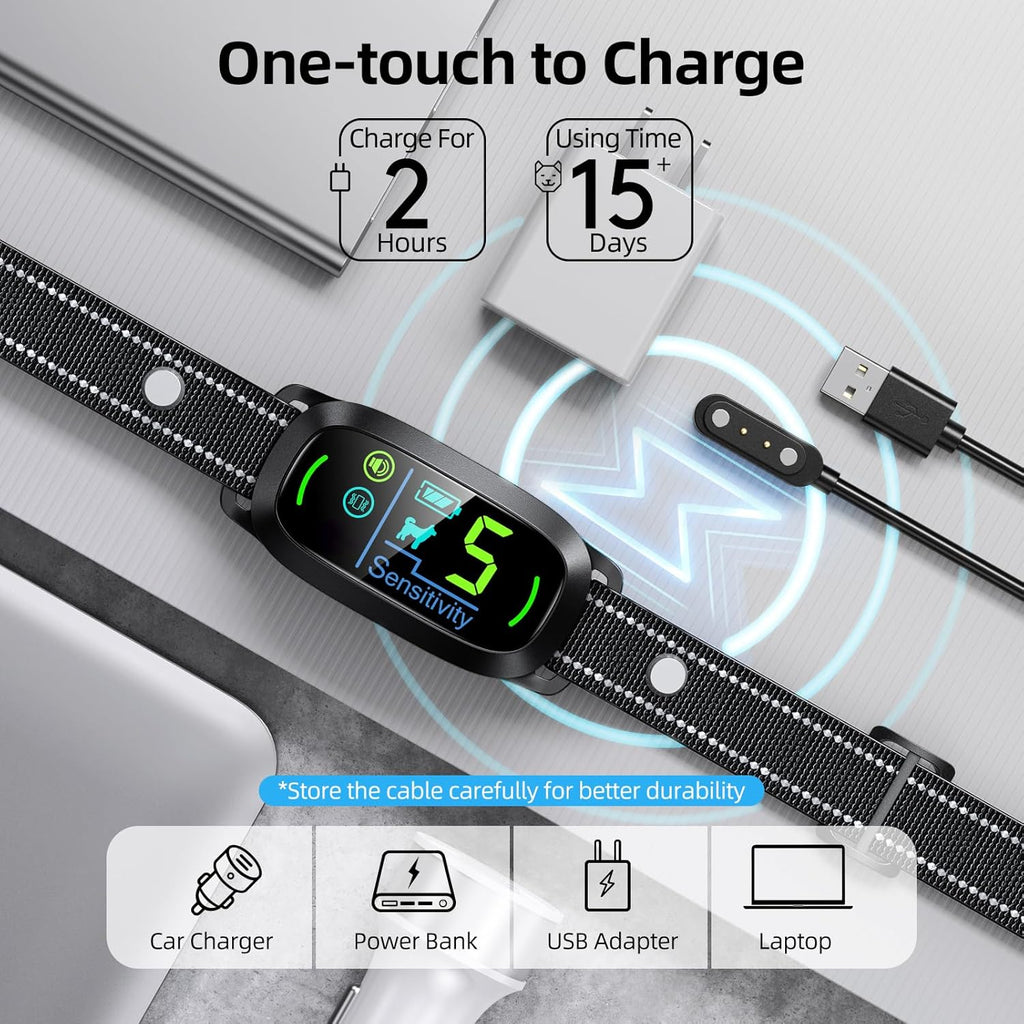 Dog Bark Collar for Large Medium Small Dogs, Rechargeable Smart Bark Collar, anti Barking Training Collar with 5 Adjustable Sensitivity Beep Vibration (Black)